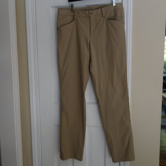EUC LULULEMON Men’s tan/beige 5 pocket pants Sz 36 CA 35801 / RN 106259 - Picture 1 of 7